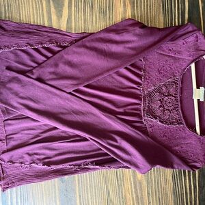 Buckle Purple Embellished Wrap Blouse Long Sleeve